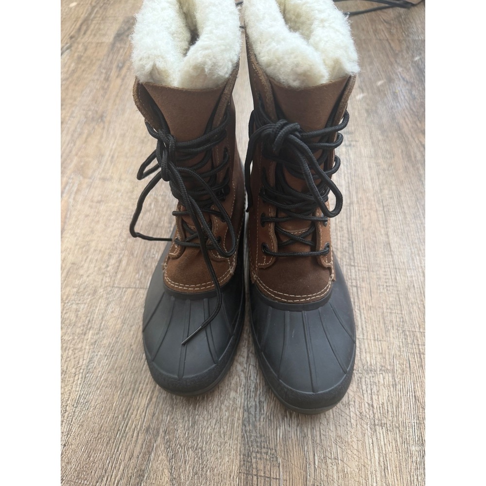 Kamik Waterproof Winter Boots Size 8 Brown Suede Faux Shearling Lined Duck Boots